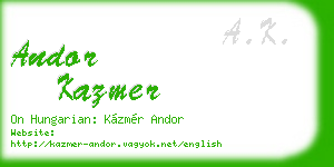 andor kazmer business card