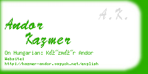 andor kazmer business card